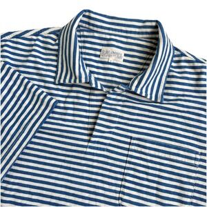 Quaker Marine Supply Polo Shirt Mens Small White Blue Stripe Preppy Nautical